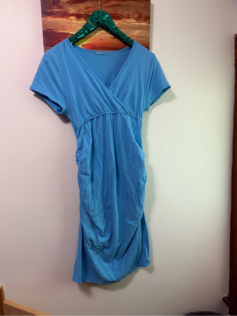 LA made blue maternity dress cotton M